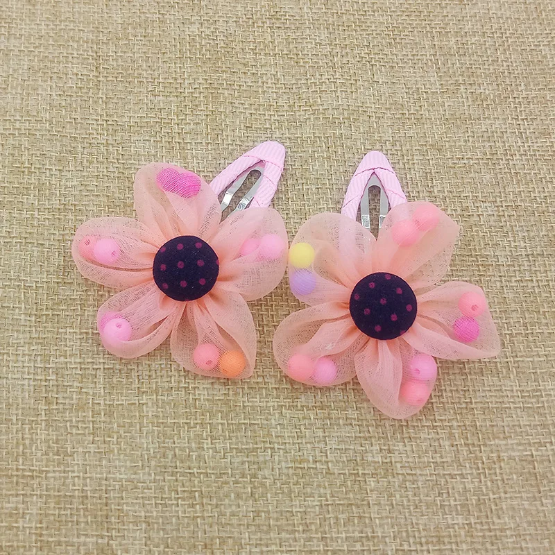 2PCS/lot Hot Sale Children New Hair Clips Cute Flowers Safety Barrettes BB Clip Little Girls Gifts Kids Hair Accessories