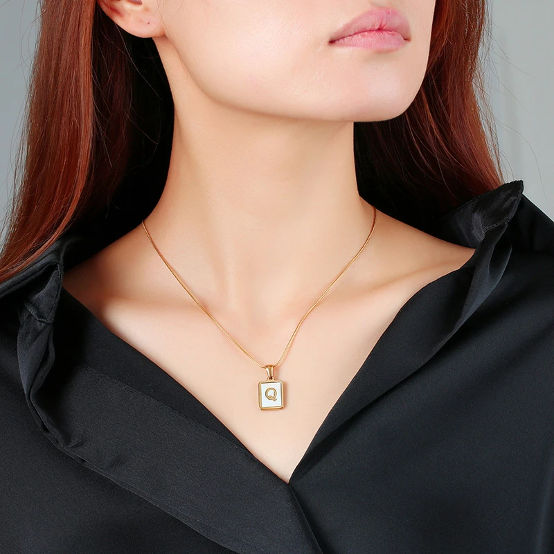 Vnox مزاجه الأولي عملة قلادة للنساء هندسية ساحة قلادة مستديرة هدية عيد الميلاد إلى GF زوجة ابنة #4