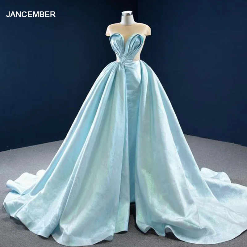 

J67200 Jancember Elegant Evening Gown For Women 2021 Short Cap Sleeve Lace Up Back Ball Gowns Sweetheart