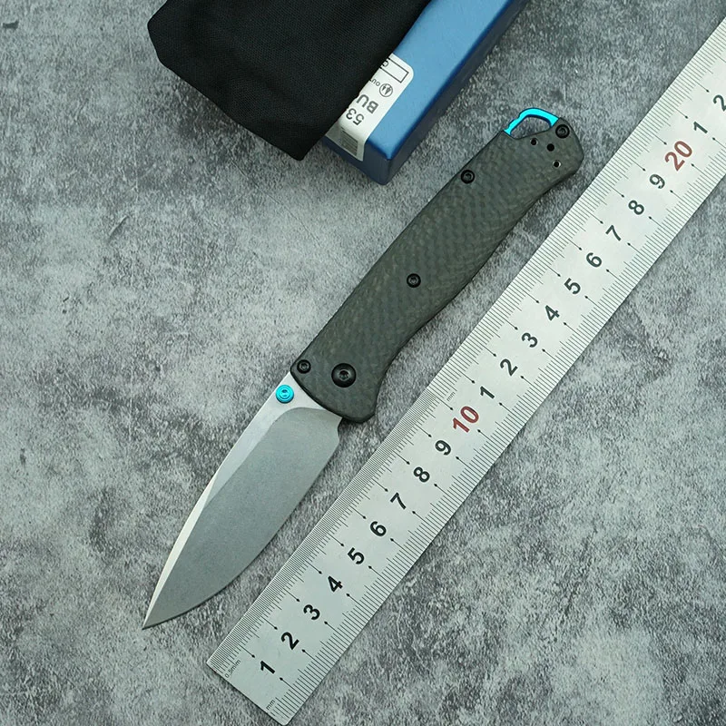 Blue Hard Box BM535-3 Folding Knife Mark S90V Blade Carbon Fiber Handle Outdoor Camping Safari Survival Kitchen EDC Tool