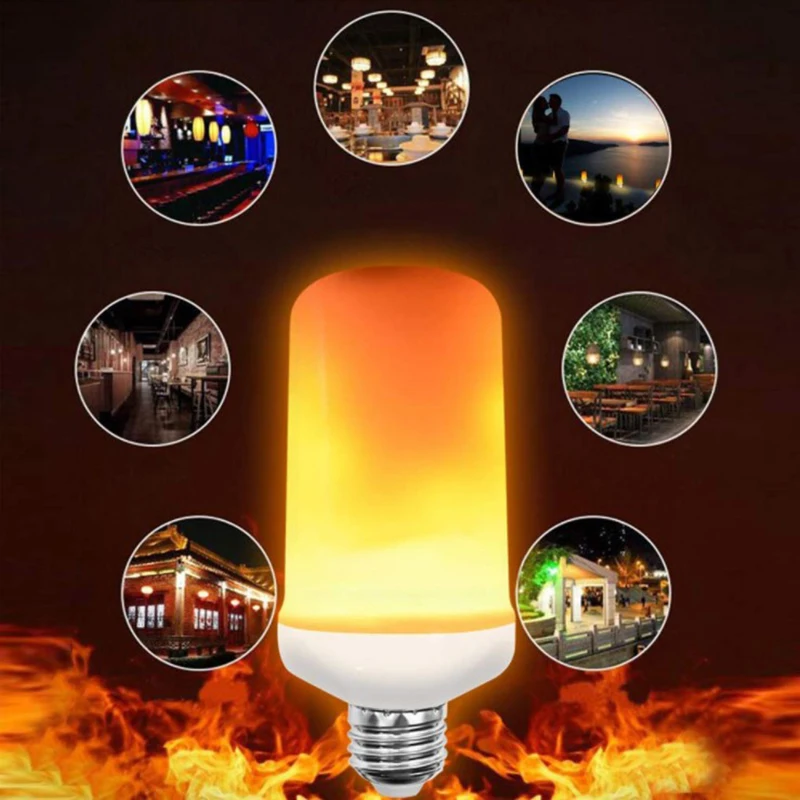 Led E27 Flame Bulb B22 Gravity Sensing 6W Flashing Dynamic Flame New LED Gravity Sensing Home Lighting