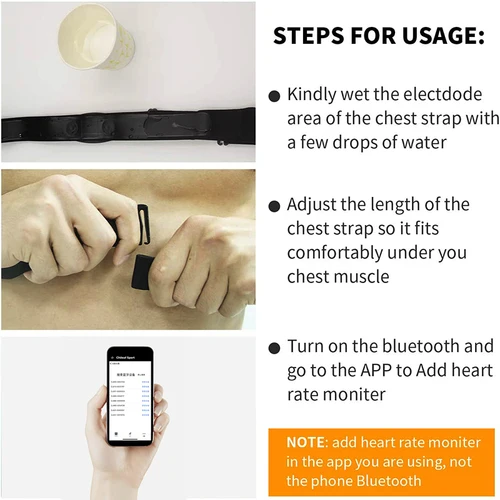 Imagen 2 del producto Monitor de ritmo cardíaco FITCENT de 5,3 Khz, correa para el pecho, Sensor Bluetooth ANT + HR para reloj Peloton Garmin Polar Wahoo Fitness DDP Yoga