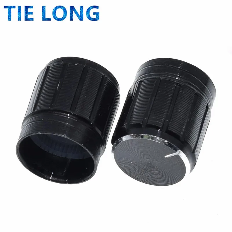 TIELONG 10pcs 15*17mm aluminum alloy potentiometer knob rotary switch volume control knob black For DIY