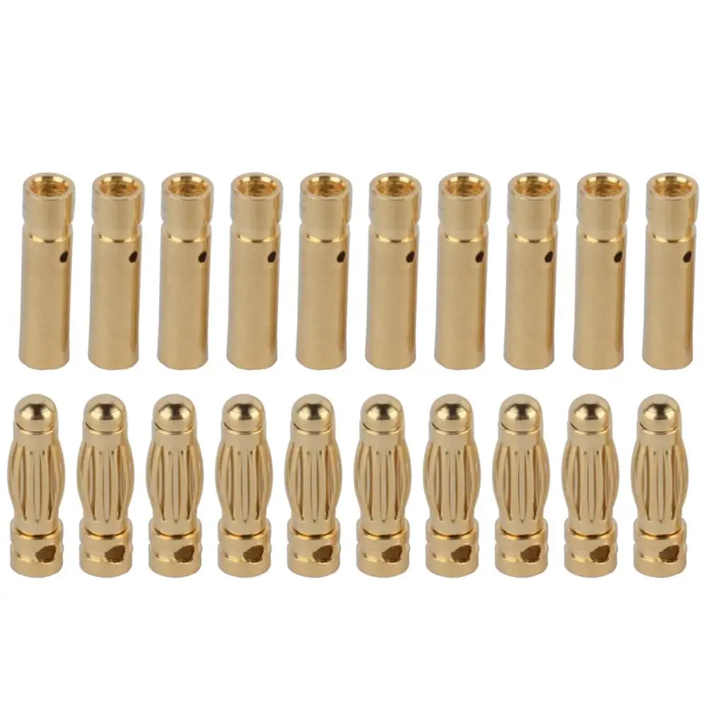 20pcs/lot 2.0mm 3.0mm 3.5mm 4.0mm 5.0mm 5.5mm 6.0mm 8.0mm Gold Bullet Banana Connector Plug For ESC Battery Motor ESC (10 pair)