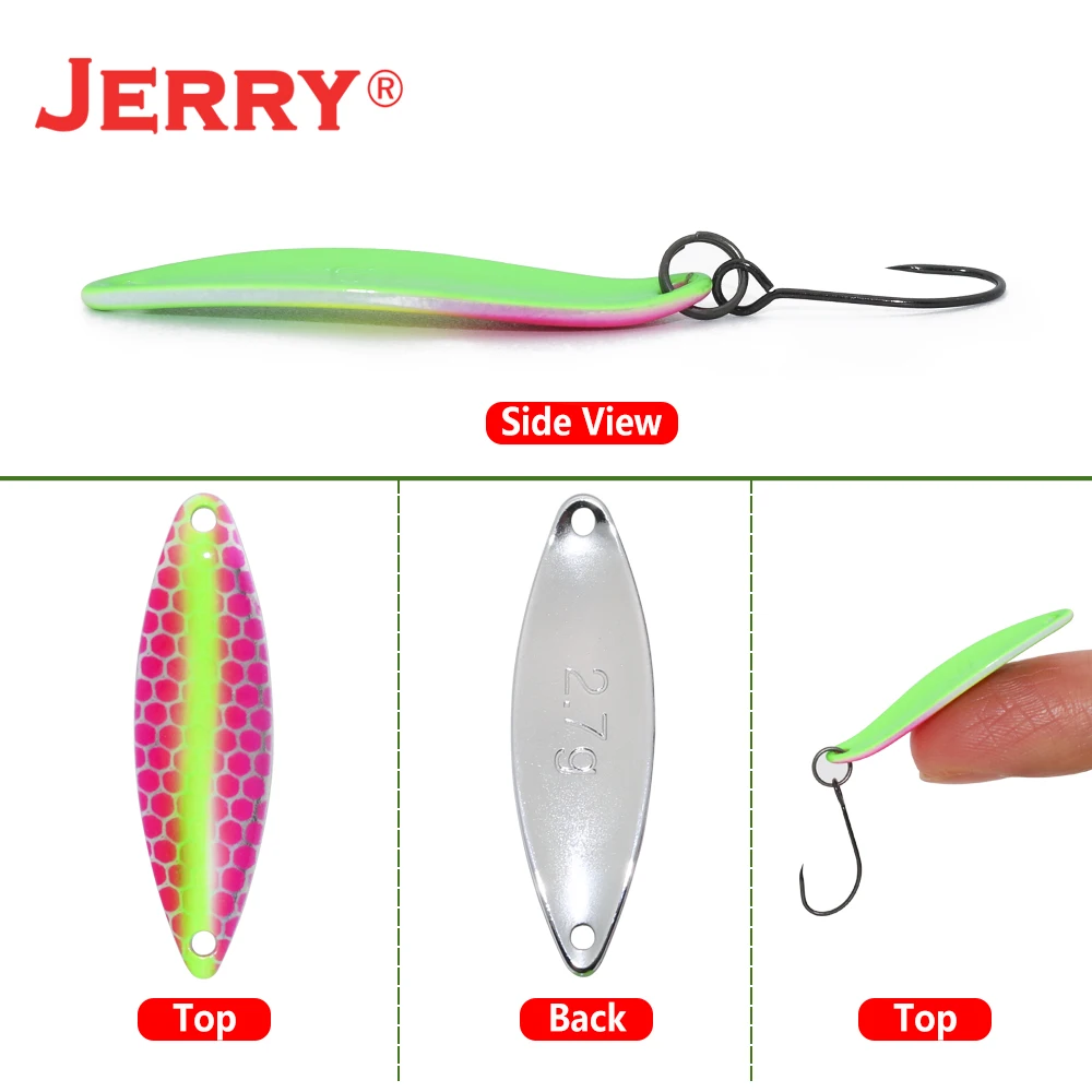 Jerry Leo-cucharas de Metal ultraligeras para Pesca de trucha, señuelos de latón Micro Aleteo, 1,6-3,5g, cebo giratorio de Color UV brillante para