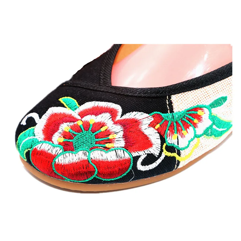 Embroidered évjárat Nők Födémgerenda cipők hölgyek Boka szíj wedges Félcipő chinesa Etnikum stílusú Lezser slingbacks Nő Olajfestmény loafers