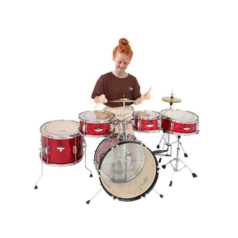 

16 inch 5 Drum Kit Percussion Instruments Bass Tom Snare Floor Drum For Children Beginners Household Adult Musical Entertainment