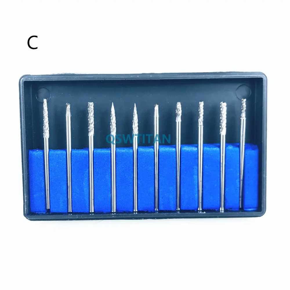 10pcs/box  Tungsten Steel Dental Carbide Burs Lab Burrs Tooth Drill Dental Lab Materials