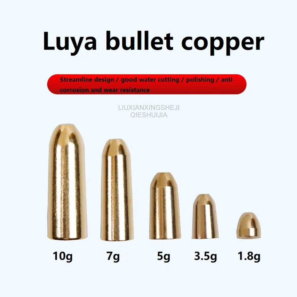 MAGBLUE 5Ppcs/Lot cylinder shape copper Fishing Bullet 1.8g 3.5g 5g 7g 10g For Fish lure Hook Texas Rig Cone Hollow Line Through