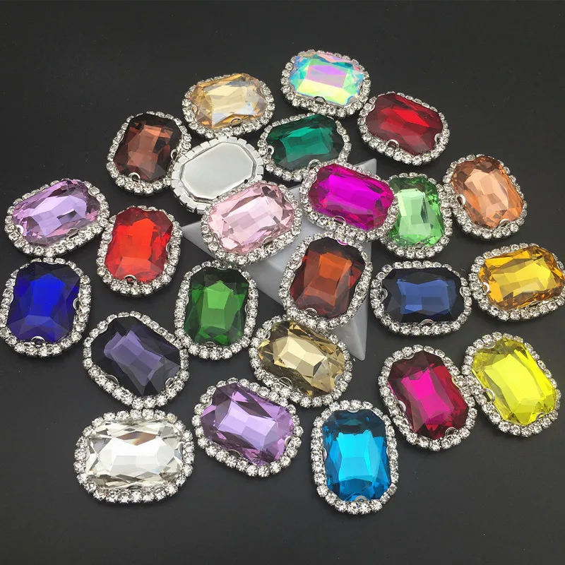 8x10,10x14,13x18,18x25 mm Rectangle octagonal glass crystal shape sew on rhinestones,Super flash Crystal buckle loose rhinestone