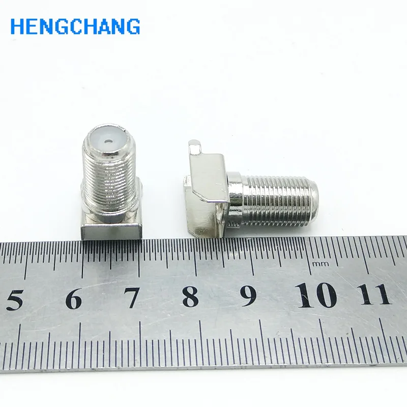20 stuks 3-pins F vrouwelijke coaxiale connector haakse F-type paneelmontage socket voor DVB satellietontvanger