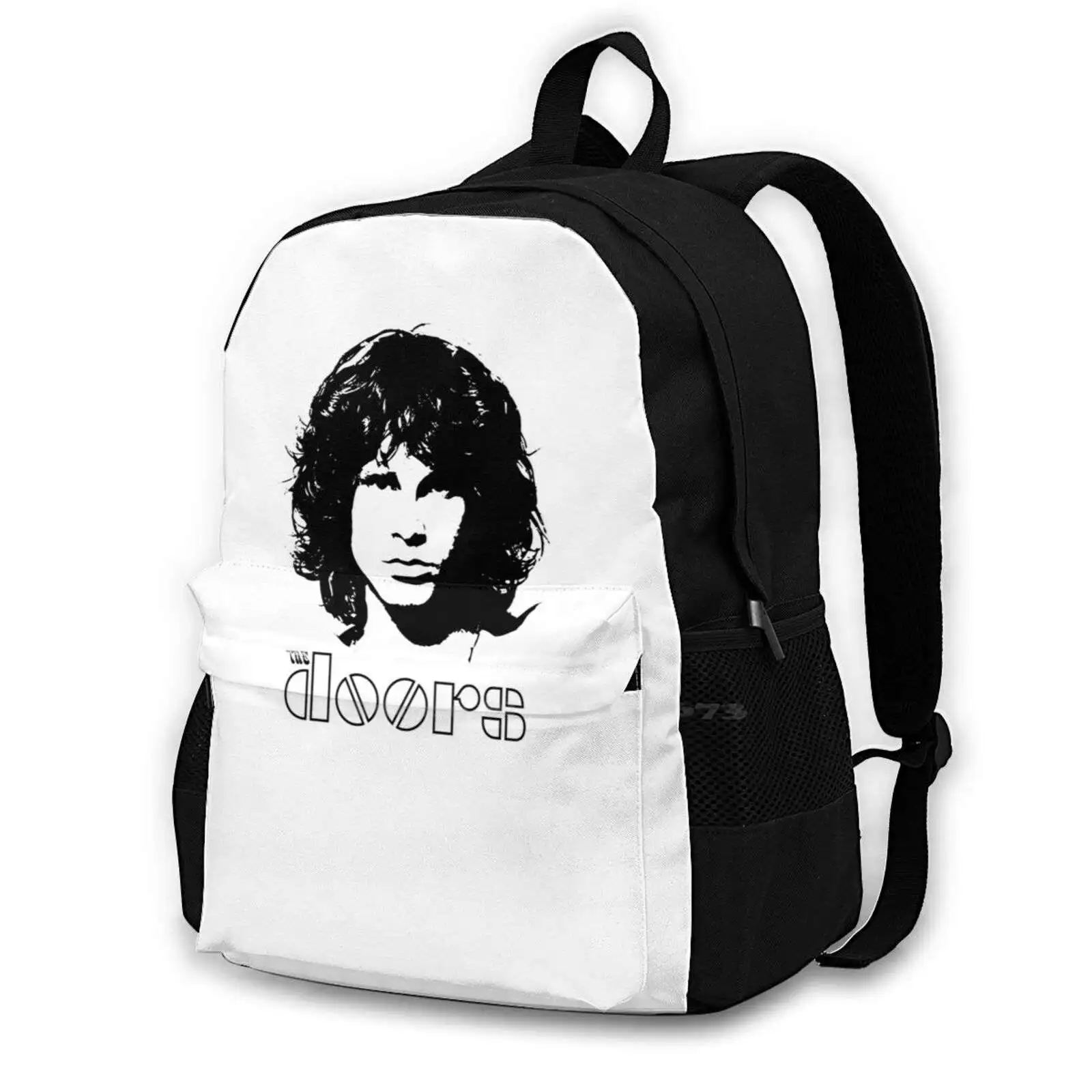 Mochila de viaje para estudiante, bolso para ordenador portátil, para escuela, con puertas, con diseño de Jim Travis Silhouette 2, color blanco y negro