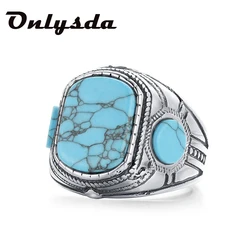 Vintage Antique Natural Stone Ring Fashion Jewelry Blue turquoises Finger Ring For Women Wedding Anniversary Rings