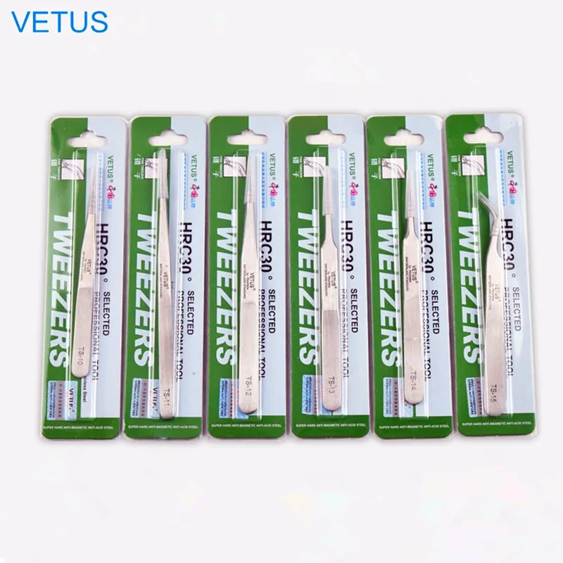 Vetus Original TS Series Economic Tweezers Stainless Steel Anti-static for Eyelash Grafting Precision Equipment Maintenance