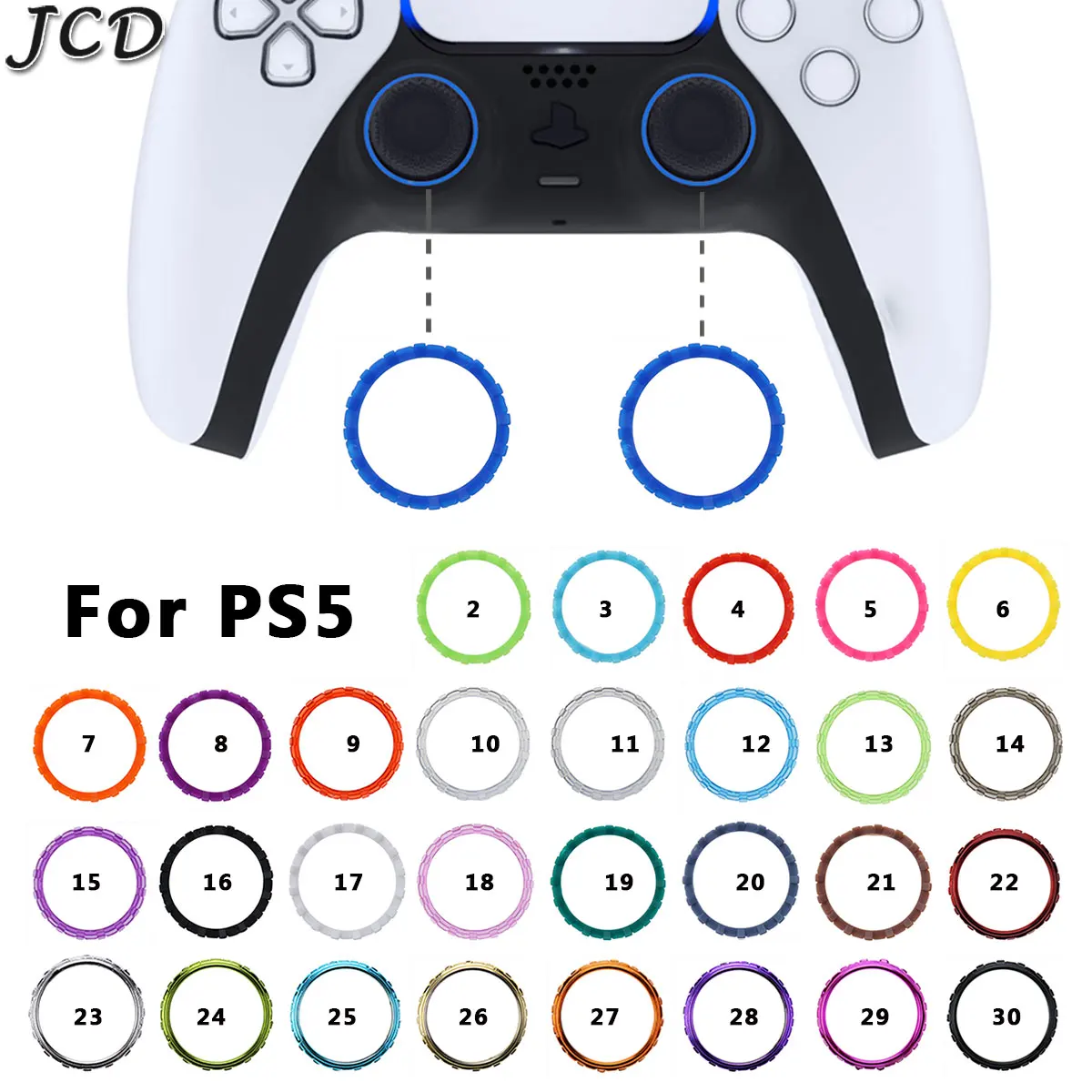 JCD 2pcs Plastic Accent Rings for PS5 Controller Chrome Accent Rings  Replacement Accessories