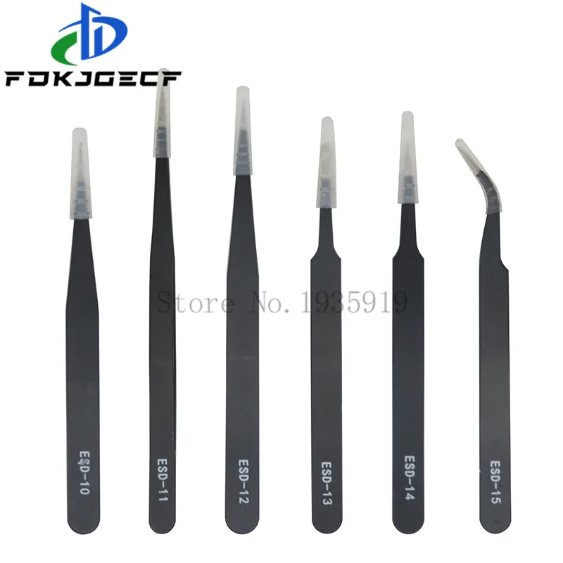 1.5mm Industrial Tweezers Kit Anti-Static Stainless Steel Tweezer Set Repair Tools ESD-10 11 12 13 14 ESD-15 integrated circuit