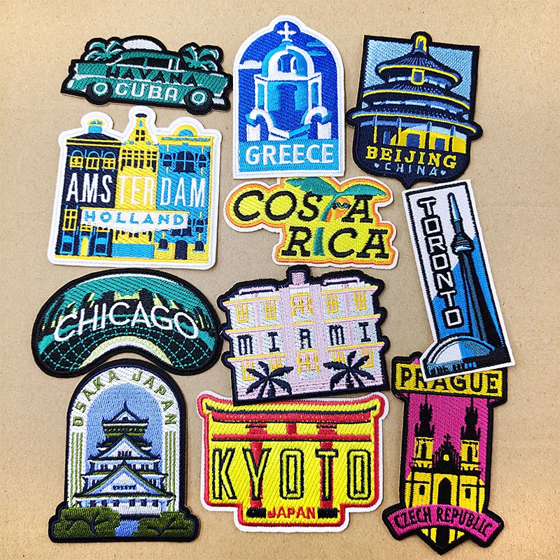 CITY MIAMI PRAGUE KYOTO Patches Cloth Mend Decorate Clothes Apparel Sewing Decoration Applique Badges Patch Fashion BEIJING CUBA