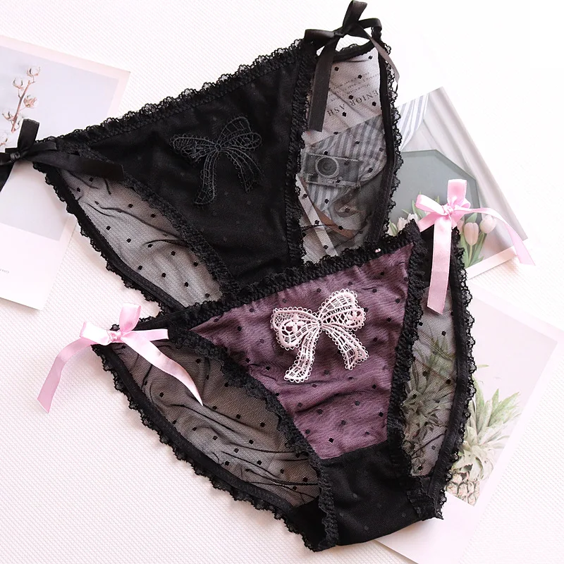 Girls Underwear 3pc/lot panties lace low Bow Waist Briefs Young Girl teenagers Pants children students grenadine