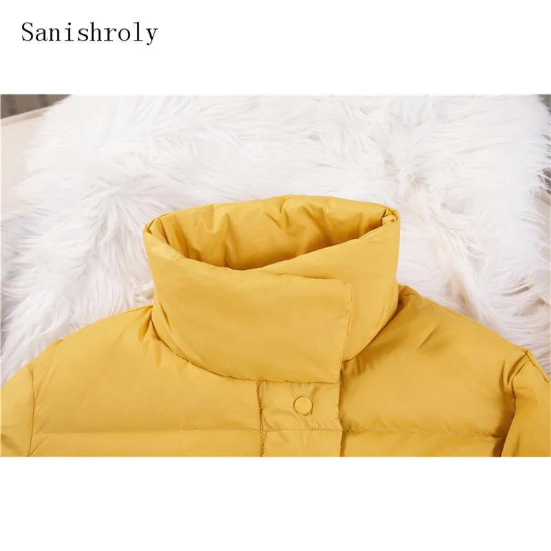 2021 Autumn Winter Coat Women Warm Thicken White Duck Down Coat Ladies Pockets Stand Collar Jacket Casual Loose Down Parkas Tops