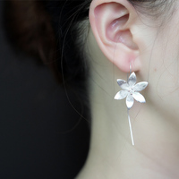 925 Sterling Silver Long Lotus Flower Drop Earrings for Women Girs Fashion sterling-silver-jewelry Pendientes