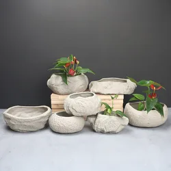 Miedziana trawa pieniężna hydroponiczna doniczka imitacja kamienia Bonsai miska na wodę miska lotosowa lilia wodna kreatywna ceramiczna nieporowata doniczka