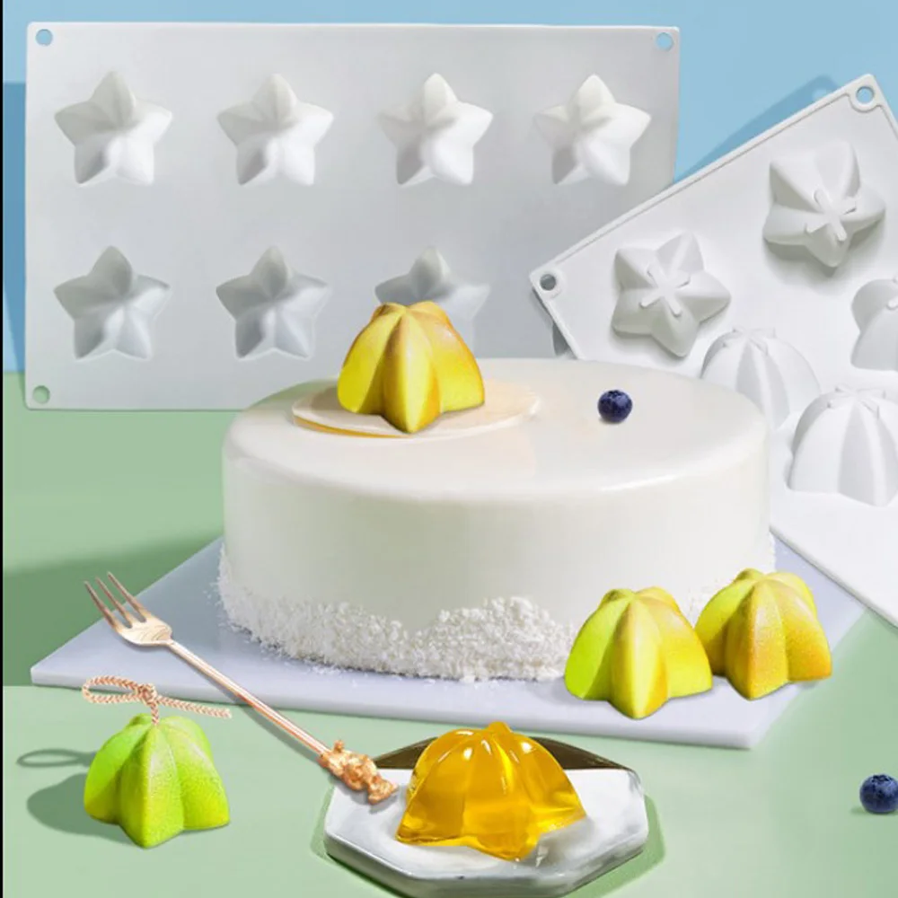 8-Cavity 3D Carambola Shape Silicone Mold for Cake Decoration DIY Pastry Dessert Chocolate Mould Cake Pudding Mold  10360950