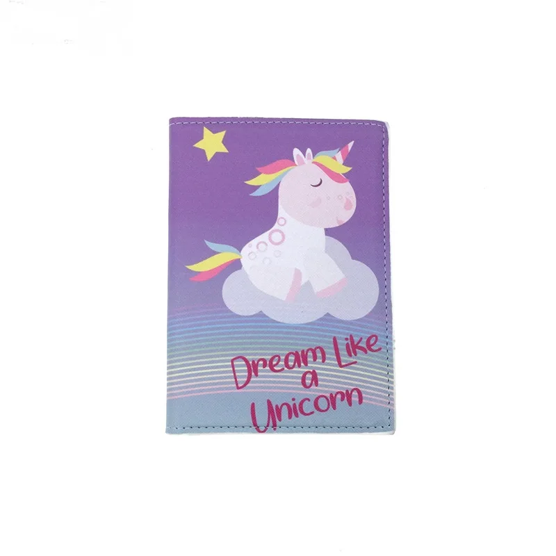 Fashion Cute Unicorn Cartoon Passport Cover Men Women PU Leather Travel Passport Holder Case Card ID Holders Protector