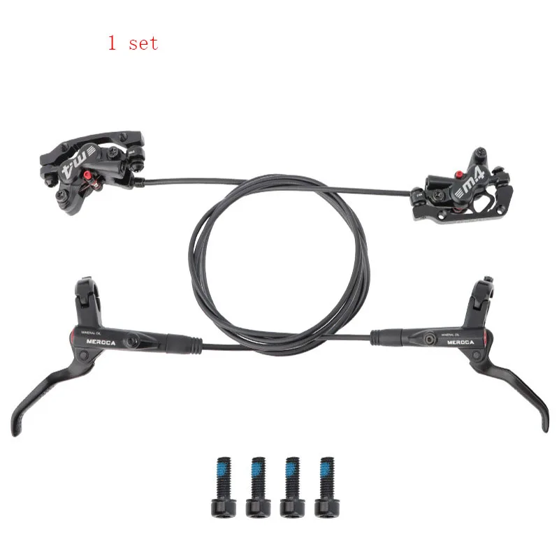 MEROCA M4 Mountain Bike Oil Brake Bicycle Left Rear Brake MT420 F 800mm / R 1400mm 160mm Disc Right Front Brake Bike Accessories