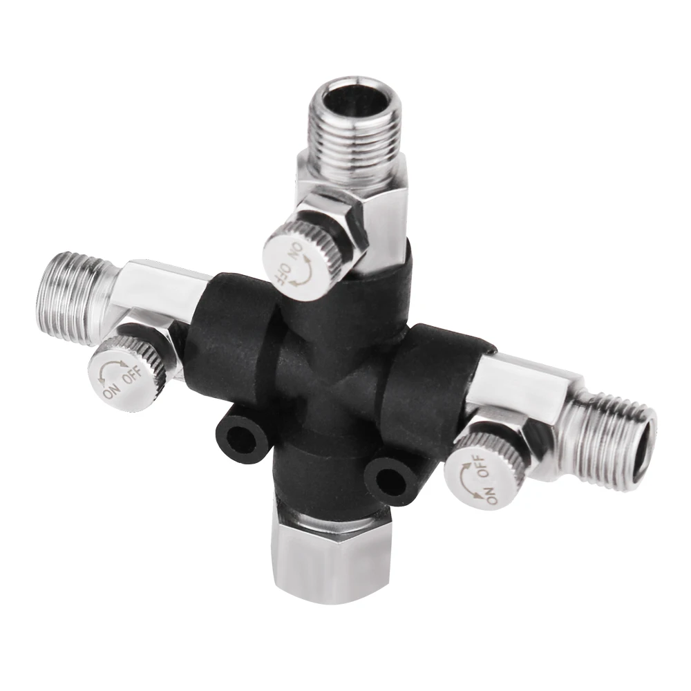 3-Wege-Airbrush-Luftschlauchadapter, Splitter, Verteiler, Airbrush-Zubehör, Mehrzweck-Airbrush-Armaturen, 1/8 Zoll, mit Einstellknopfventil – Detail 5