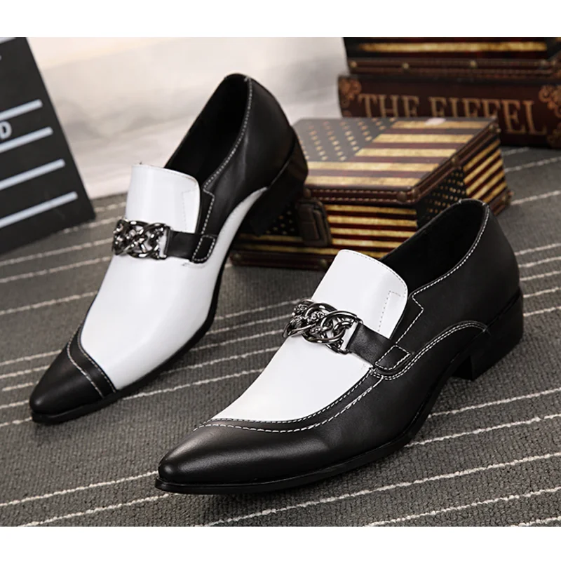 Summer Men\'s Youth Office Elegant Pointed toe Leather Men\'s shoes British formal Wedding shoes