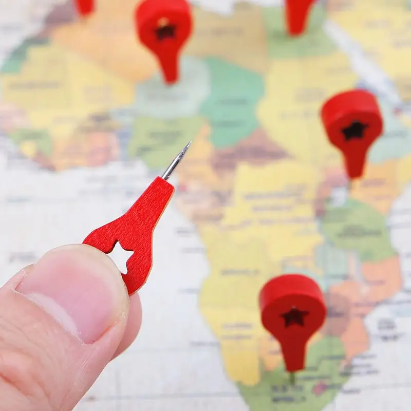 40 Pcs แผนที่เครื่องหมายไม้วาดภาพผนัง Cork Board Pins Thumbtack Pushpins ภาพวาดเครื่องมือ19QA