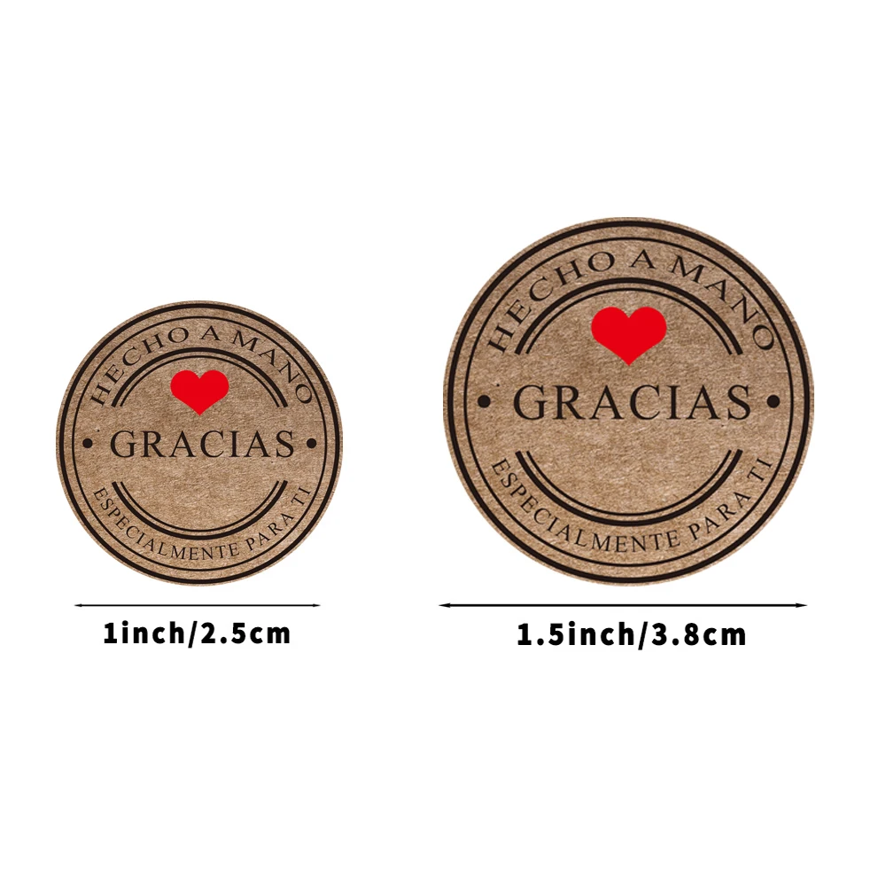 500 Pcs Gracias Spanish Thank You Labels Stickers Kraft Paper Sealed Labels Handmade Gift Envelope Package Stationery Stickers