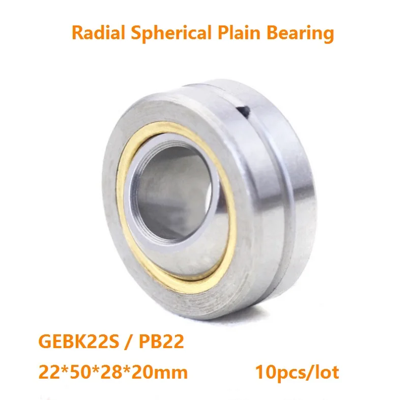 10pcs/lot GEBK22S PB22 Radial Spherical Plain Bearing 22×50×28×20mm Self-Lubrication for 22mm shaft 22*50*28*20 mm