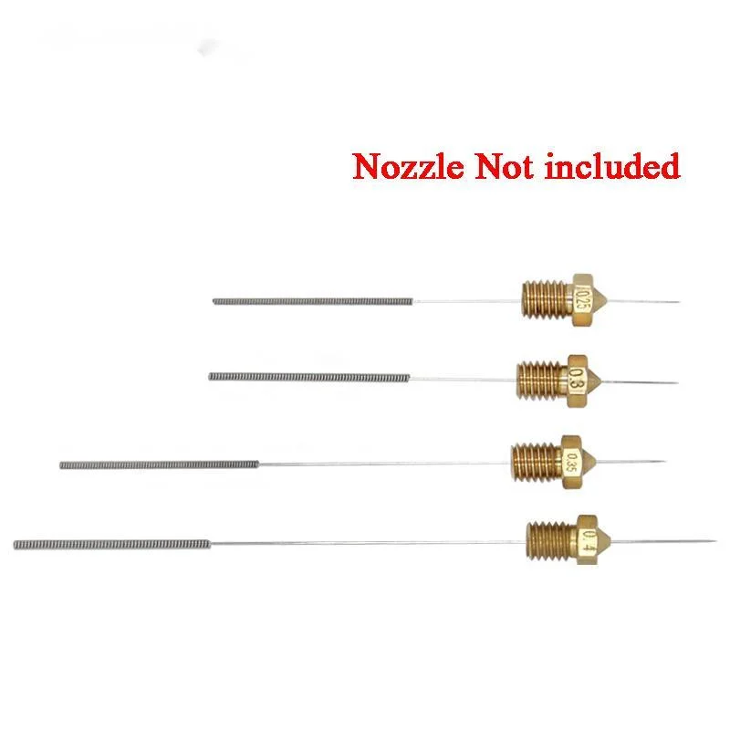 10 Stks/set Rvs Cleaning Naald 0.15Mm 0.2Mm 0.25Mm 0.3Mm 0.35Mm 0.4Mm Deel Boor voor Nozzle 3D Printers Onderdelen