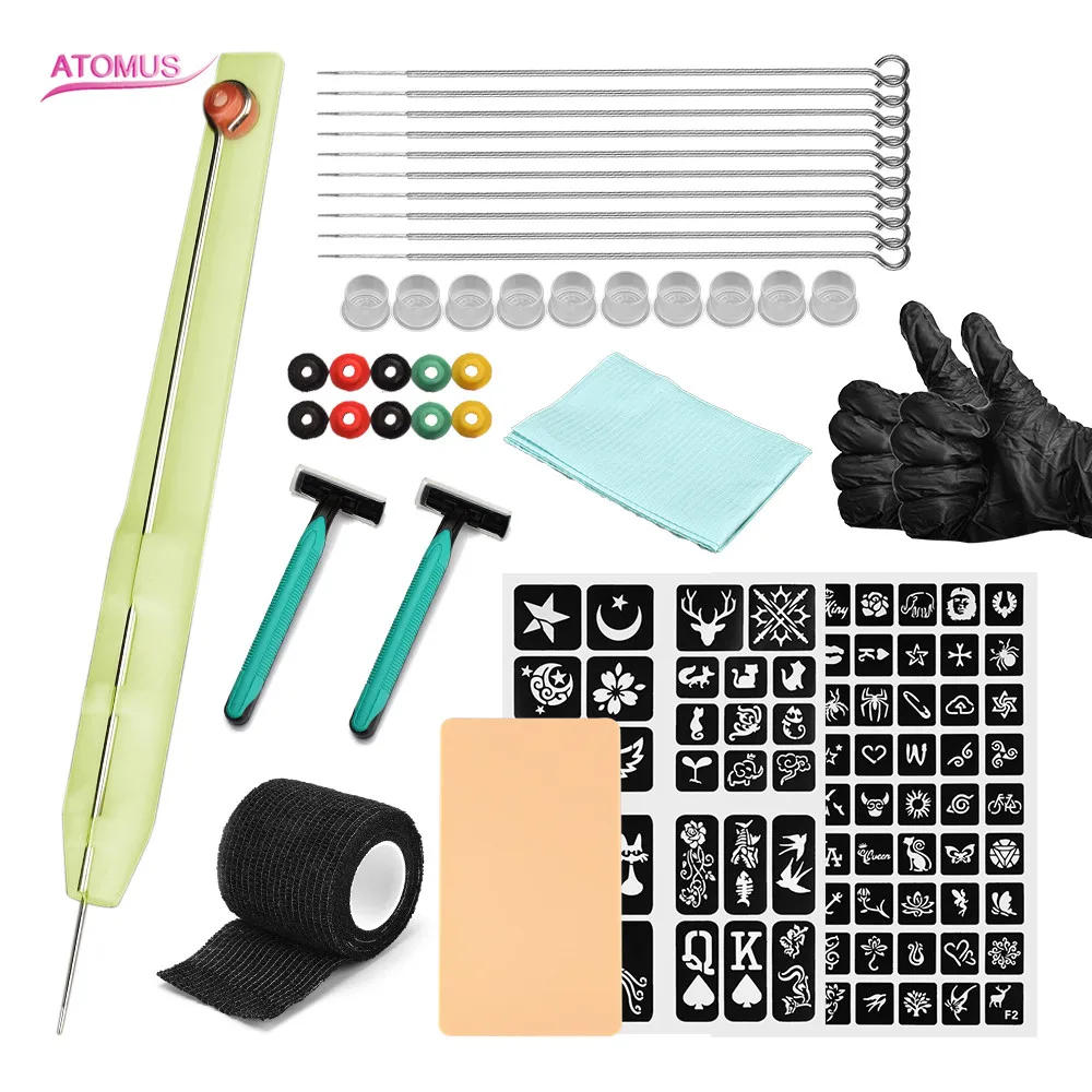 

Stainless Steel Tattoo Needles Kit Professional Sterilized Tattoo Stancil Templates Body Painting Pen Needle Stick Poke Liner