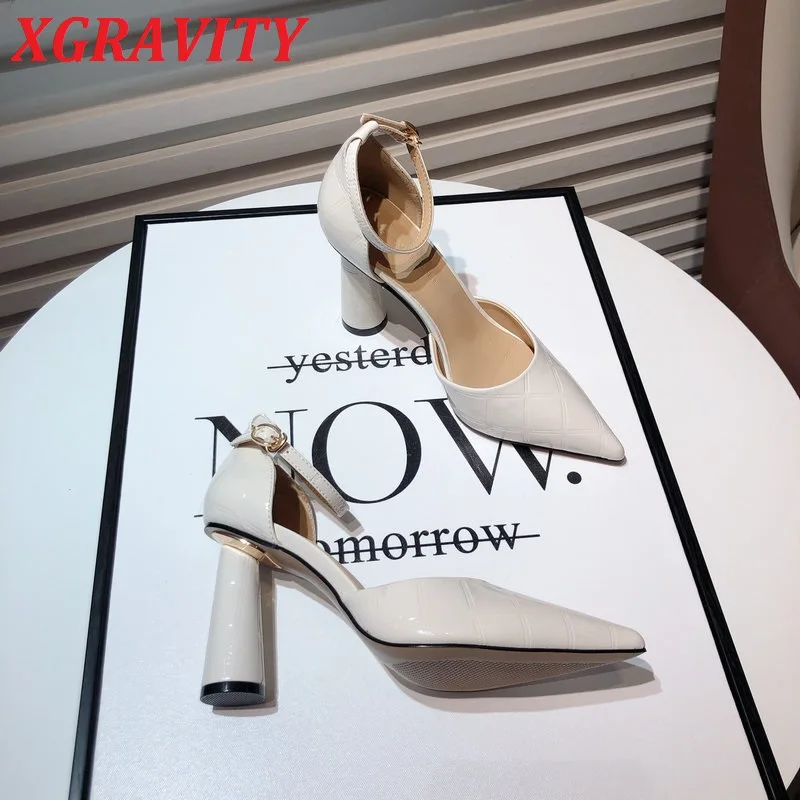 

XGRAVITY 2021 New Summer Shoes Vintage Super High Heel Sandals Pointed Toe Dress Shoes For Women Evening Shoes Bridal Shoes Girl