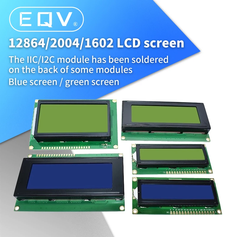 LCD1602 LCD 1602 2004 12864 โมดูลหน้าจอสีฟ้าสีเขียว 16x2 20X4 โมดูลจอแสดงผล LCD ตัวอักษร HD44780 Controller สีฟ้าสีดํา