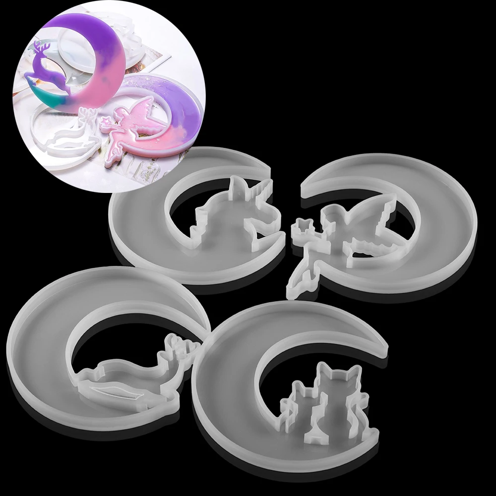 1Pcs Moon Cat Deer Epoxy Resin Molds Unicorn Angel UV Resin Molds Silicone For DIY Jewelry Making Findings Silicone Mould