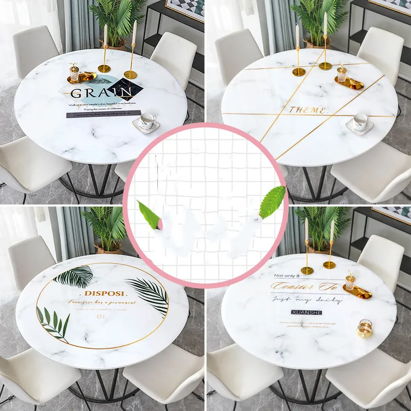 Round Marble Pvc Tablecloths Thickened 1.5mm Not Transparent Soft Glass Crystal Boards Waterproof Oilproof Table Covers Mats Dec