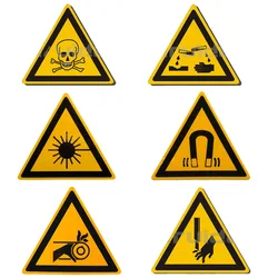 5Pcs/Set Laser/Toxic Warning Stickers Signs Security Work Safety Warning Labels Water-Proof Oil-Proof Wall Machine Tags Sticker