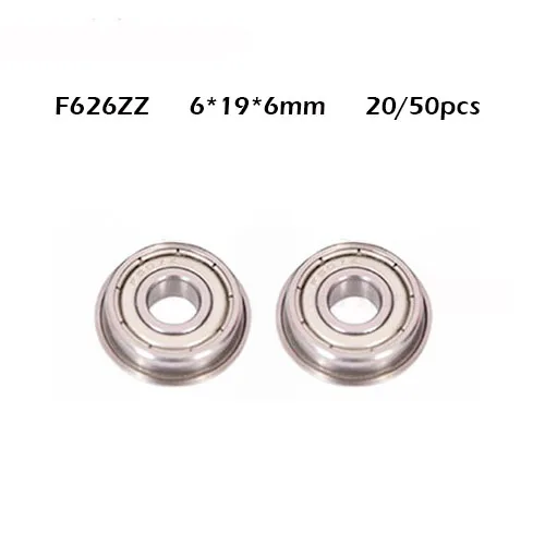 20/50PCS F626ZZ Flange Bearing 6x19x6 mm RF1960 ABEC-1 Flanged F626 Z ZZ Ball Bearings