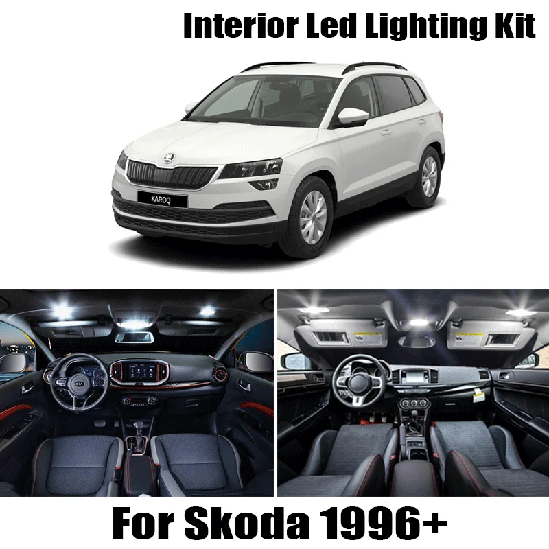 Pure Cool white canbus car LED lamp bulbs Error free Interior map dome Lights kit for Skoda for Octavia sedan combi 1996+