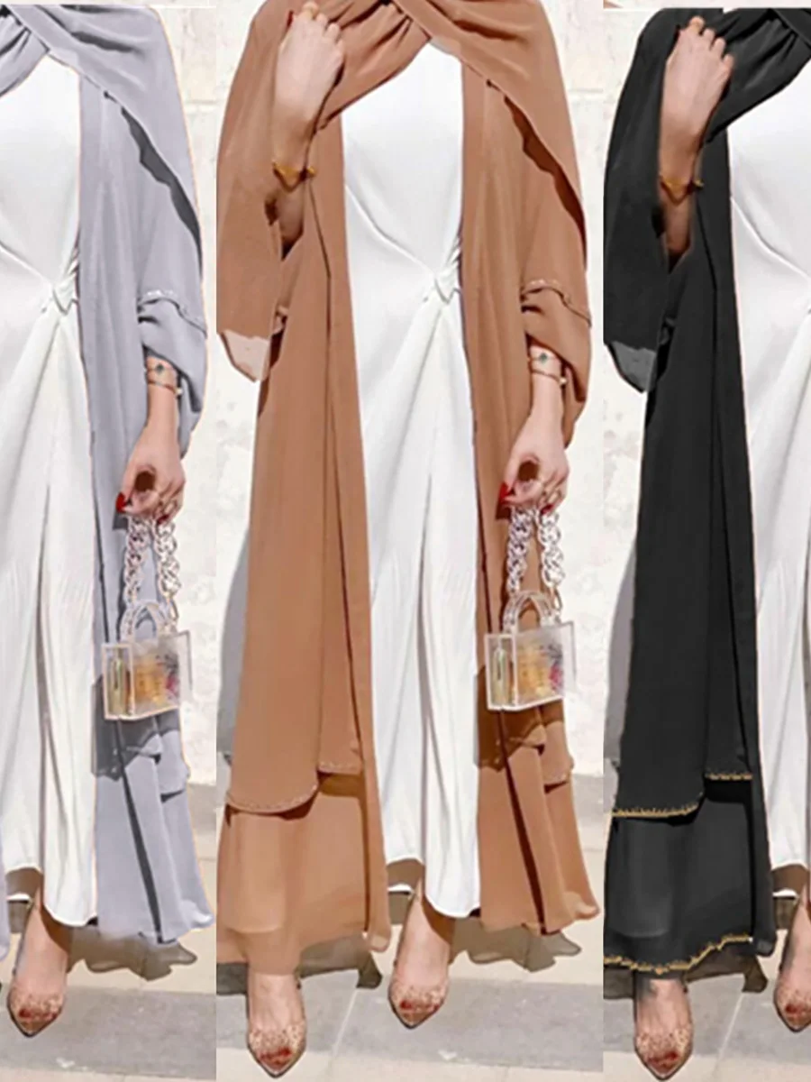 Big Discount 50% Off 2024 Fashion Abaya For Women Eid Ramadan Cardigan Open Abaya Scarf Muslimah Women Clothing