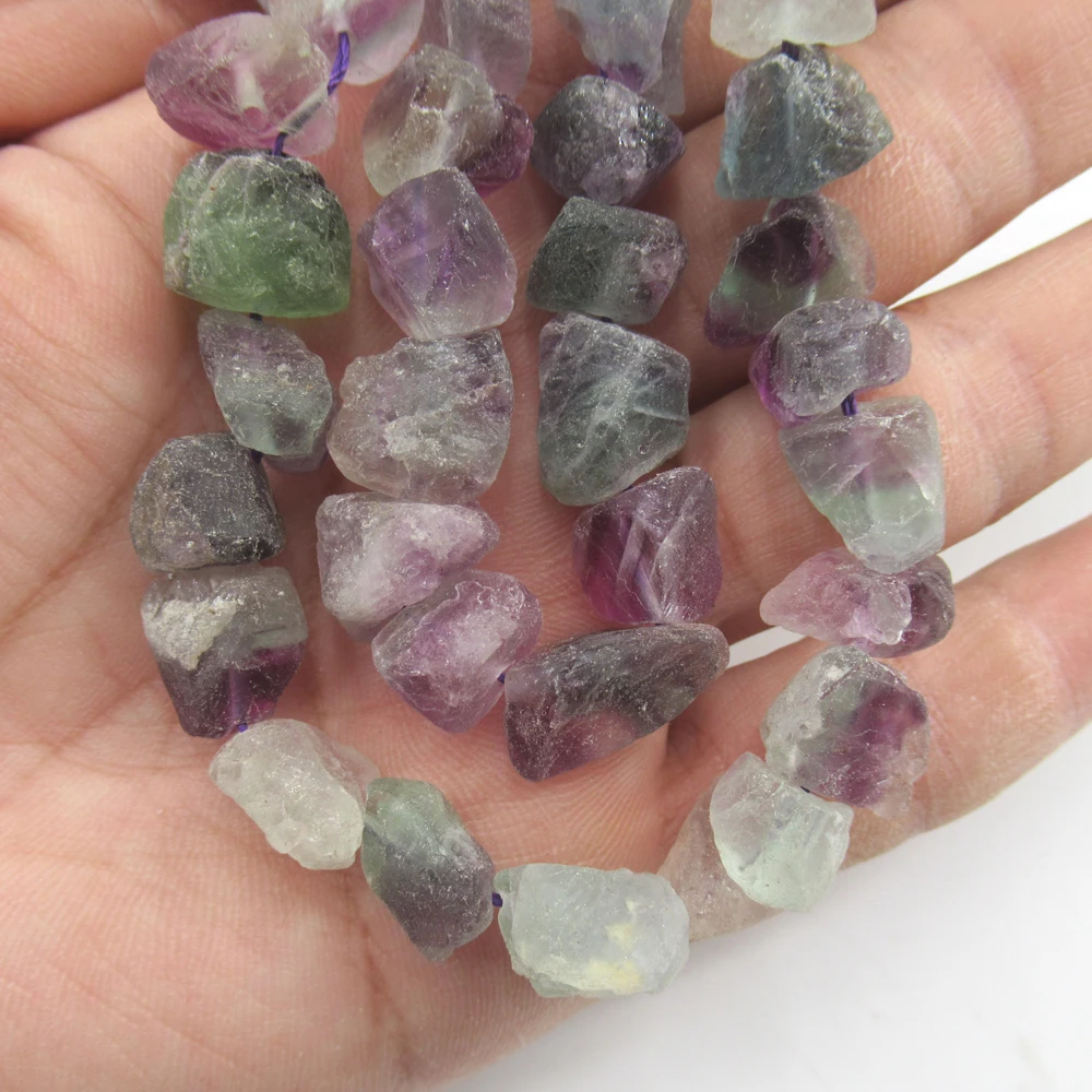 APDGG Natural Purple Fluorite Freeform Rough Nugget Gemstone Loose Beads 15.5\