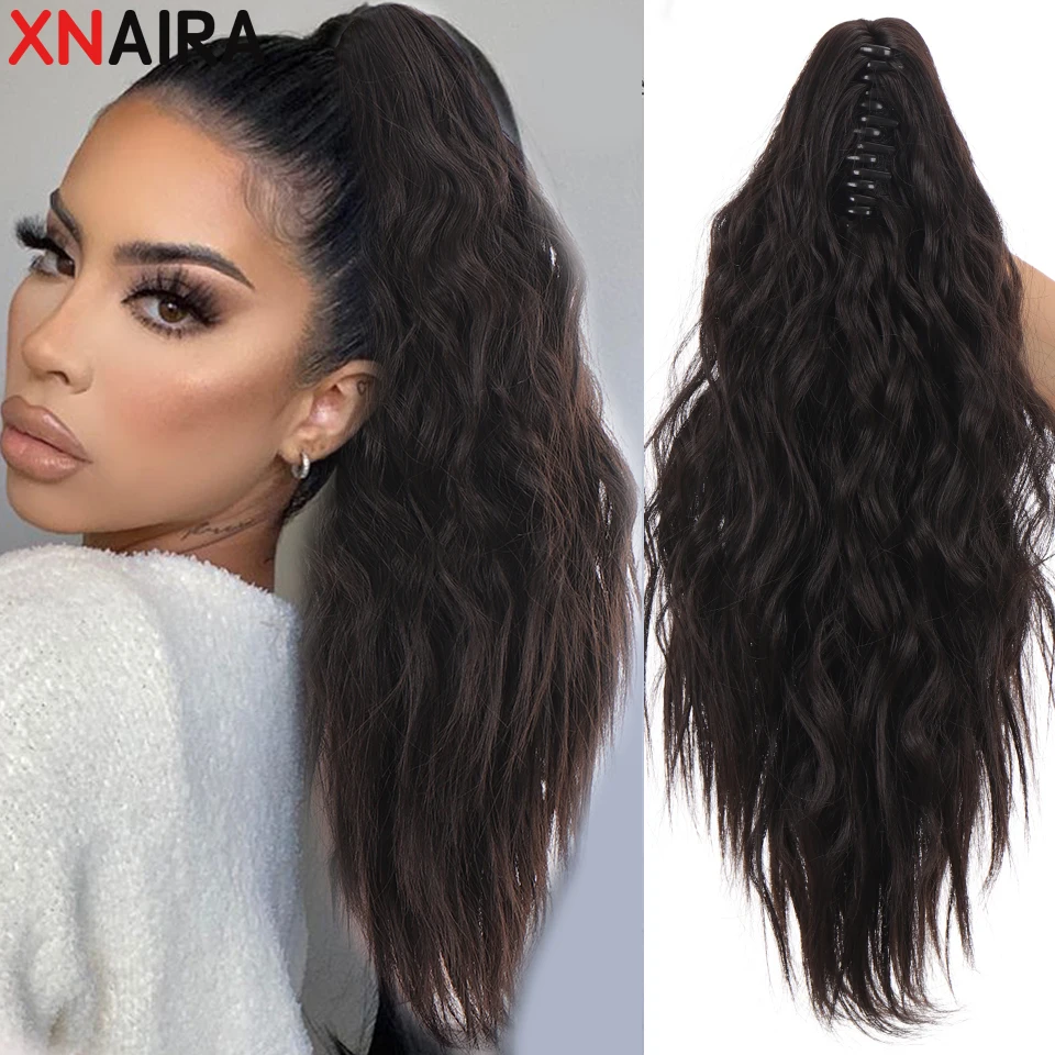 Xnaira Synthetic Short Wavy Ponytail For Women Hair Extension Black Blonde Pony Tail Claw Jaw In Hairpiece Clip In Hair Ponytail