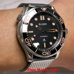 NH35A Miyota8215 Asia 2824 Sapphire Automatic Men's Watch Black Dial Date Luminous Mesh Band Ceramic Rotating Bezel 41 mm