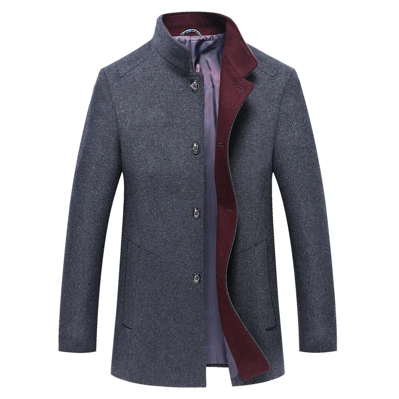 

Mens Wools Jacket Autumn Winter Fashion Blends Jacket Coat Casual Stand Collar Warm Overcoat Outerwear Male Jaqueta Masculina