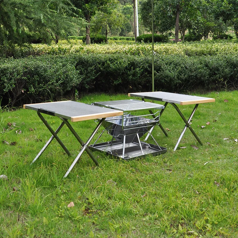 JOYLIVE Portable Small Steel Table Outdoor Portable Storage Tea Picnic Barbecue Table Camping Cooking Table Folding Table