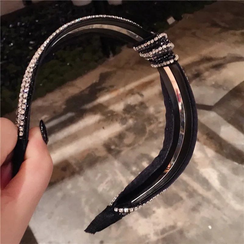 Fashion Crystal Sequins Headband Hair Hoops Shiny Full Rhinestone Diamond Knotted Hair Accessories Knot Alloy Headwrap Wholesale