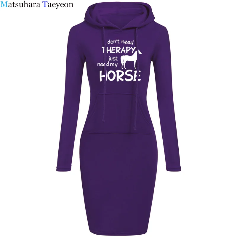 Horse Riding Hoodie I Dont Need Therapy I Just Ride Dress Spring Autumn Style Funny Sweatshirt dresses women